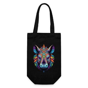 Rhinoceros Spiritual Mandala Design - Gift Bag for Bottles - black - Front