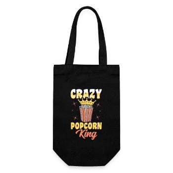 Crazy Popcorn King Lustiges Popped Corn Geschenk - Geschenkbeutel für Flaschen - Schwarz - Vorne
