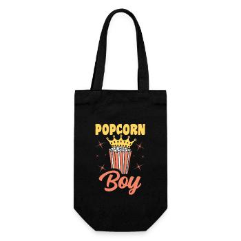 Popcorn Boy Lustiges Popped Corn Geschenk - Geschenkbeutel für Flaschen - Schwarz - Vorne