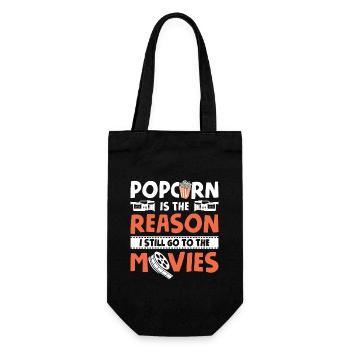 Popped Popcorn Reason Still Go To Movies Filmabend - Geschenkbeutel für Flaschen - Schwarz - Vorne