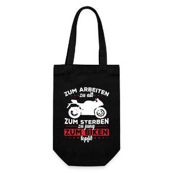 Zum biken topfit - Geschenkbeutel für Flaschen - Schwarz - Vorne