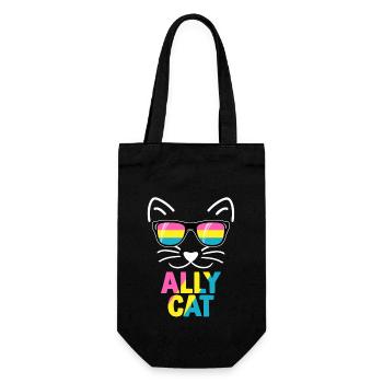 Verbündete Katze Pansexuelles Zeug Pan Pride Flagge LGBTQ - Geschenkbeutel für Flaschen - Schwarz - Vorne