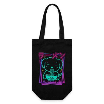 anime chien animation japonaise ramen nouilles drôle - Sac à bouteille - noir - Devant