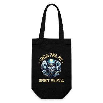 Eule Eulen Spirit Animal Seele Lieblingstier Wald - Geschenkbeutel für Flaschen - Schwarz - Vorne