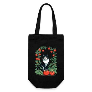 Garten Katze Hauskatzen Besitzer Katzen Dame - Geschenkbeutel für Flaschen - Schwarz - Vorne