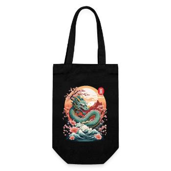 Japanese Dragon Tattoo Aesthetic Streetwear - Gift Bag for Bottles - black - Front