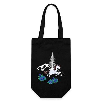 Horse, Nature, Mountains, Wild Horse, Pony - Gift Bag for Bottles - black - Front