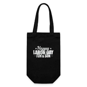 Happy Labor Day fun and Sun - Geschenkbeutel für Flaschen - Schwarz - Vorne