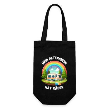 Rente Ruhestand Camping Caravan Regenbogen Rentner - Geschenkbeutel für Flaschen - Schwarz - Vorne