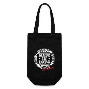 Retro Patch Vintage 1974 Birthday Gift - Gift Bag for Bottles - black - Front