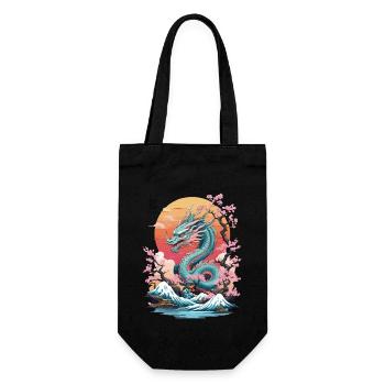 Japanese Dragon Tattoo Aesthetic Streetwear - Gift Bag for Bottles - black - Front