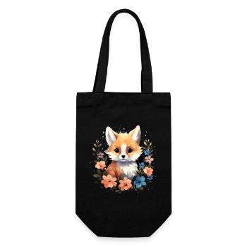 Fox Flowers - Gift Bag for Bottles - black - Front
