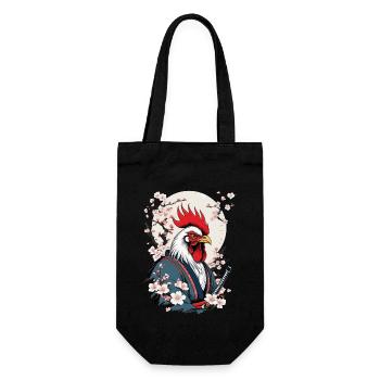 Vintage Hahn Samurai Ukiyo-E Style Design - Geschenkbeutel für Flaschen - Schwarz - Vorne