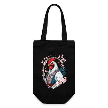 Samouraï photo coq Vintage Arts martiaux esthétique - Sac à bouteille - noir - Devant