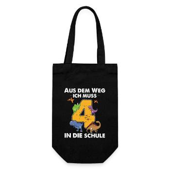 Aus dem Weg ich muss in die Schule 4. Geburtstag - Geschenkbeutel für Flaschen - Schwarz - Vorne