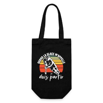 Wenn das Eis mich ruft, muss ich Hockey verlassen - Geschenkbeutel für Flaschen - Schwarz - Vorne