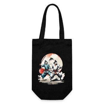 Samouraï photo rétro Vintage Ukiyo-E esthétique - Sac à bouteille - noir - Devant