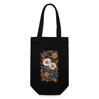 Chamomile Vintage Floral Design Aesthetic Decoration - Gift Bag for Bottles - black - Front