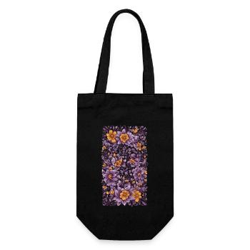 Purple Floral Decoration Vintage and Streetwear Design - Gift Bag for Bottles - black - Front