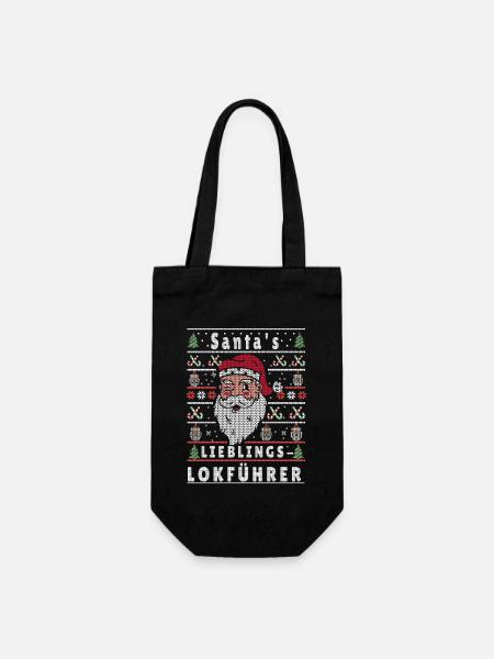 Ugly Weihnachten SANTAS LIEBLINGS Lokführer - Geschenkbeutel für Flaschen - Schwarz