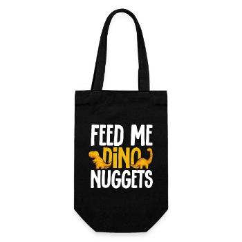 Dino Nuggets Dinosaurier Chicken Nuggets - Geschenkbeutel für Flaschen - Schwarz - Vorne
