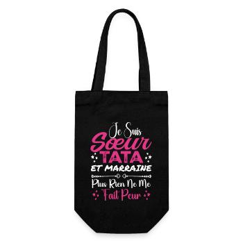 Schwester Tata und Patentante - Geschenkbeutel für Flaschen - Schwarz - Vorne