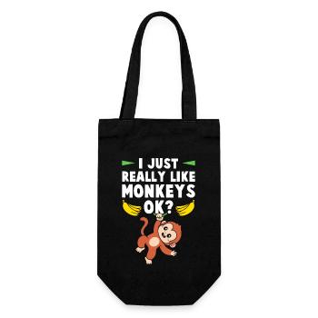 I really like monkeys, ok? - Gift Bag for Bottles - black - Front