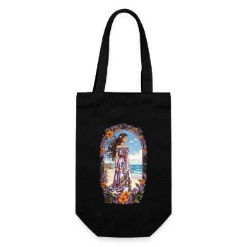 Spanische Schönheit Vintage Blumen Bohemian - Geschenkbeutel für Flaschen - Schwarz - Vorne