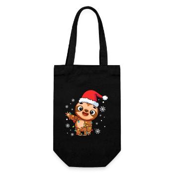 Faultier Weihnachten - Geschenkbeutel für Flaschen - Schwarz - Vorne