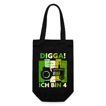 4th Birthday Boy Tractor Gift Farmer - Gift Bag for Bottles - black - Front