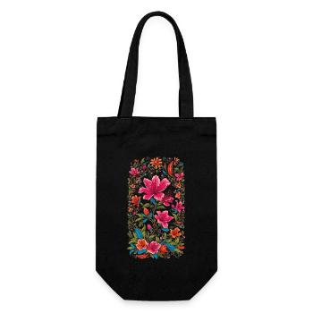 Aesthetic Floral Decoration Vintage Streetwear Design - Gift Bag for Bottles - black - Front