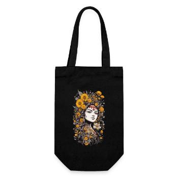 Bohemian Aesthetic Vintage Floral Design - Gift Bag for Bottles - black - Front