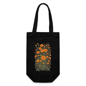 Tagetes Blumen Vintage und Streetwear Design - Geschenkbeutel für Flaschen - Schwarz - Vorne