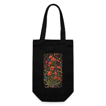Colorful Floral Decoration Vintage Aesthetic Streetwear - Gift Bag for Bottles - black - Front