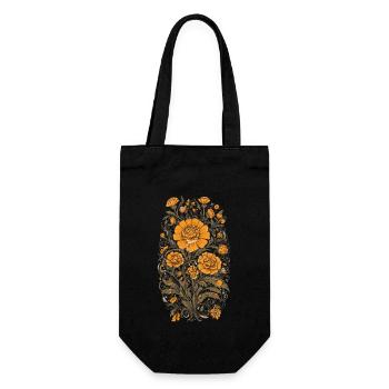 Tagetes Floral Decoration Aesthetic Vintage Design - Gift Bag for Bottles - black - Front