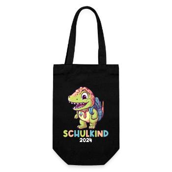 School Enrollment Dinosaur Dino TRex Schoolchild 2024 - Gift Bag for Bottles - black - Front