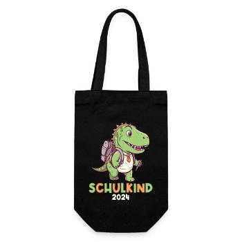 School Enrollment Dinosaur Dino TRex Schoolchild 2024 - Gift Bag for Bottles - black - Front