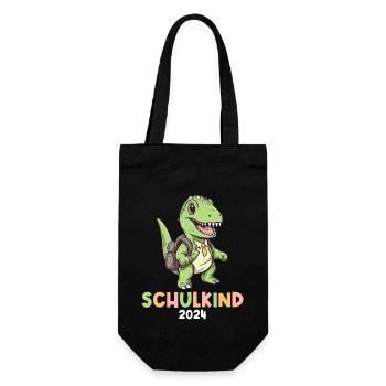 School Enrollment Dinosaur Dino TRex Schoolchild 2024 - Gift Bag for Bottles - black - Front