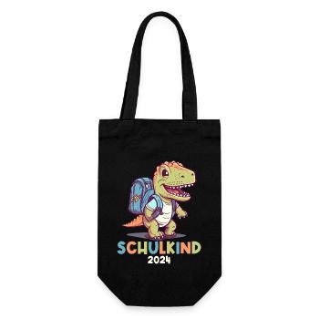 School Enrollment Dinosaur Dino TRex Schoolchild 2024 - Gift Bag for Bottles - black - Front