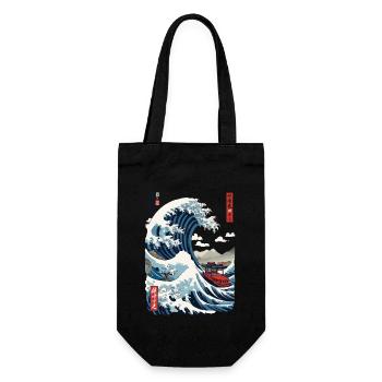 Japan Ukiyo-E Style Captain Sailboat Vintage - Gift Bag for Bottles - black - Front