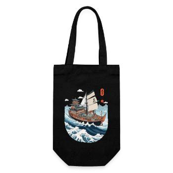 Japanische Kunst Aesthetic Kapitän Segelboot - Geschenkbeutel für Flaschen - Schwarz - Vorne