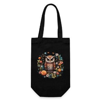 Eule Cottagecore Vintage Geschenk - Geschenkbeutel für Flaschen - Schwarz - Vorne