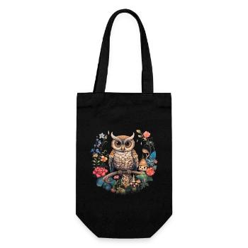 Eule Cottagecore Vintage Geschenk - Geschenkbeutel für Flaschen - Schwarz - Vorne