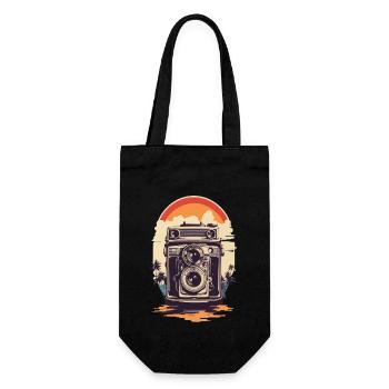 Vintage Photo Camera Aesthetic Photographer Retro - Gift Bag for Bottles - black - Front