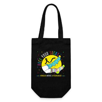 Men Women Kid Down Syndrome Awareness Shirt, Rock - Gift Bag for Bottles - black - Front