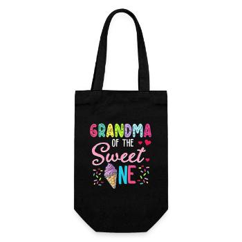 Grandma of Sweet 1 First Birthday Ice Cream - Gift Bag for Bottles - black - Front