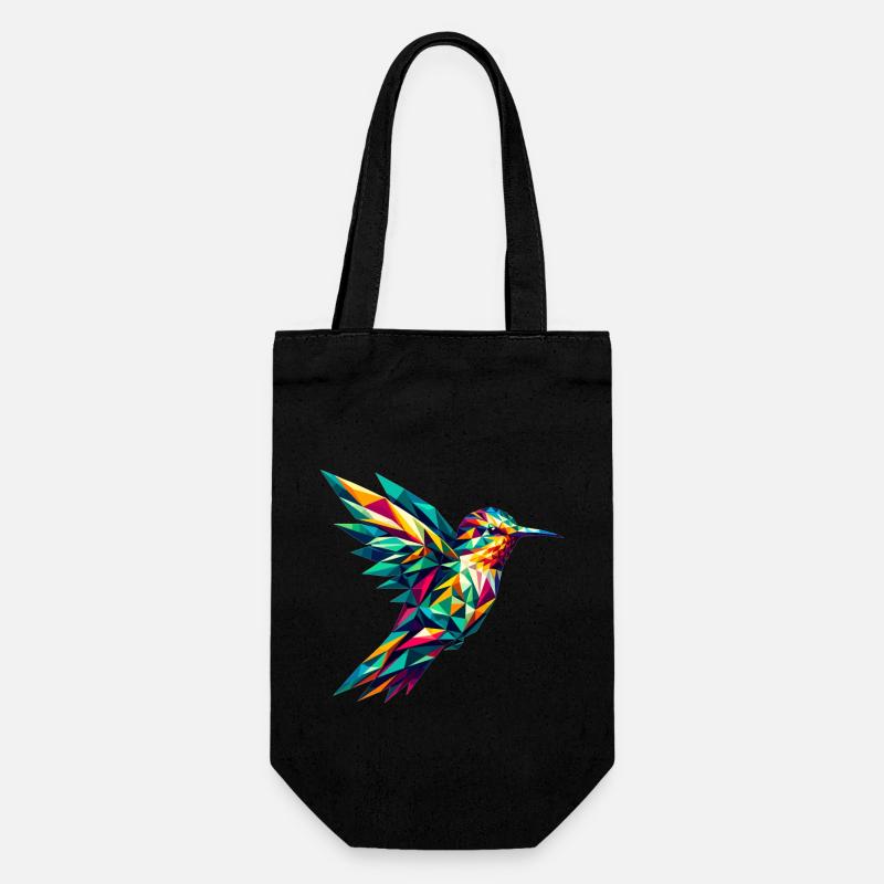 Kolibri in Polygonendarstellung - Geschenkbeutel für Flaschen - Schwarz
