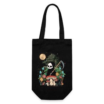 Natur Geist Gespenst Halloween Pilze Nacht Spuk - Geschenkbeutel für Flaschen - Schwarz - Vorne