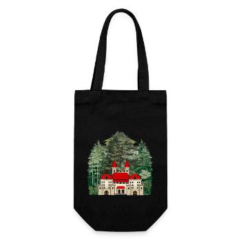 Burg Märchen Schloss Wald Festung Mittelalter - Geschenkbeutel für Flaschen - Schwarz - Vorne