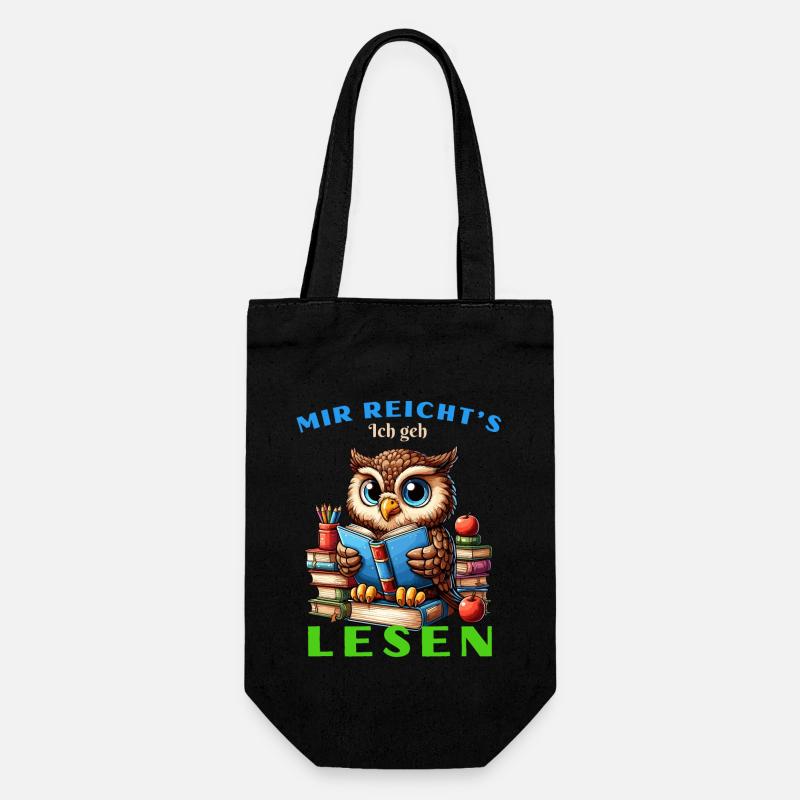 Mir reicht's Eule Eulen Uhu Buch Bücher Lesen Fun - Geschenkbeutel für Flaschen - Schwarz